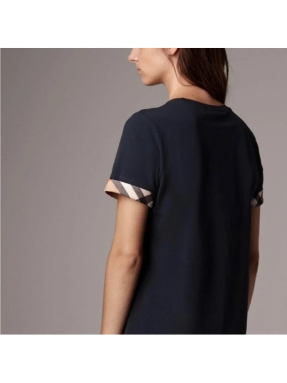 Burberry Black Logo T-Shirt Women’s SZ L Designer Luxury Cotton Tee Crew Neck - Picture 2 of 13